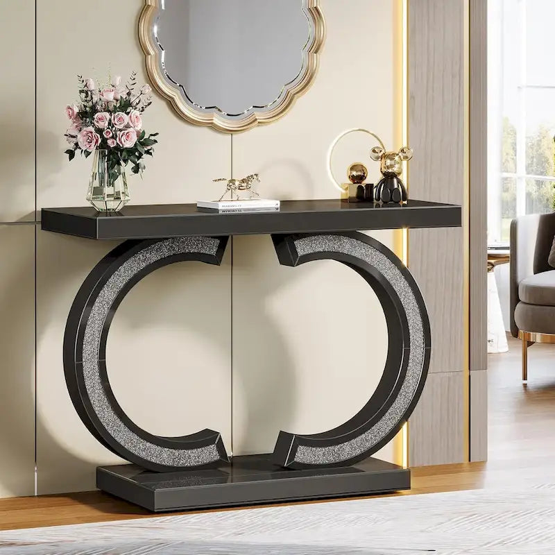 Console argentée, 39 table d'entrée à miroir pour entrée