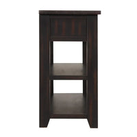Console en bois avec 3 tiroirs de rangement et 2 étagères