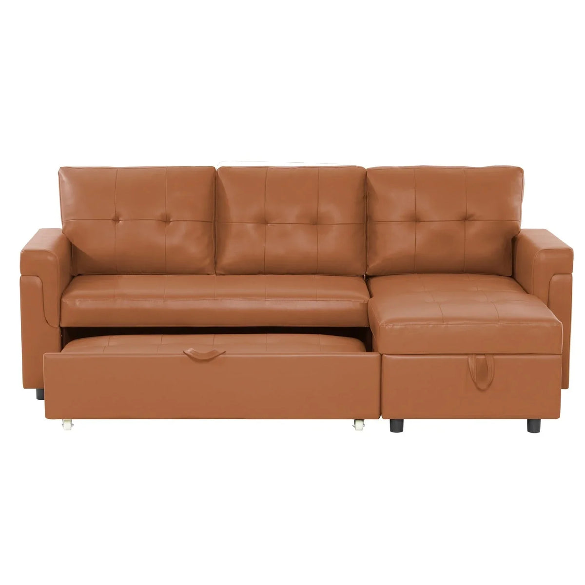 Canapé sectionnel convertible réversible avec lit escamotable, méridienne de rangement dissimulée et pieds durables