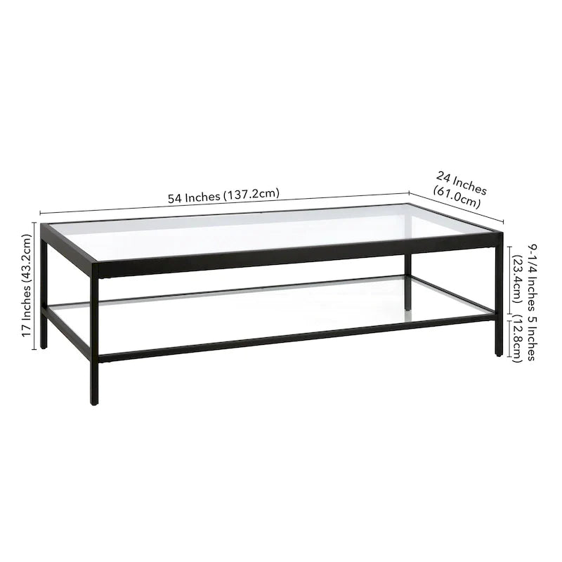 Table basse Alexis en métal et verre