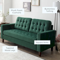 Canapé Brookside Brynn 76 po. avec accoudoirs carrés en similicuir/velours/tissu