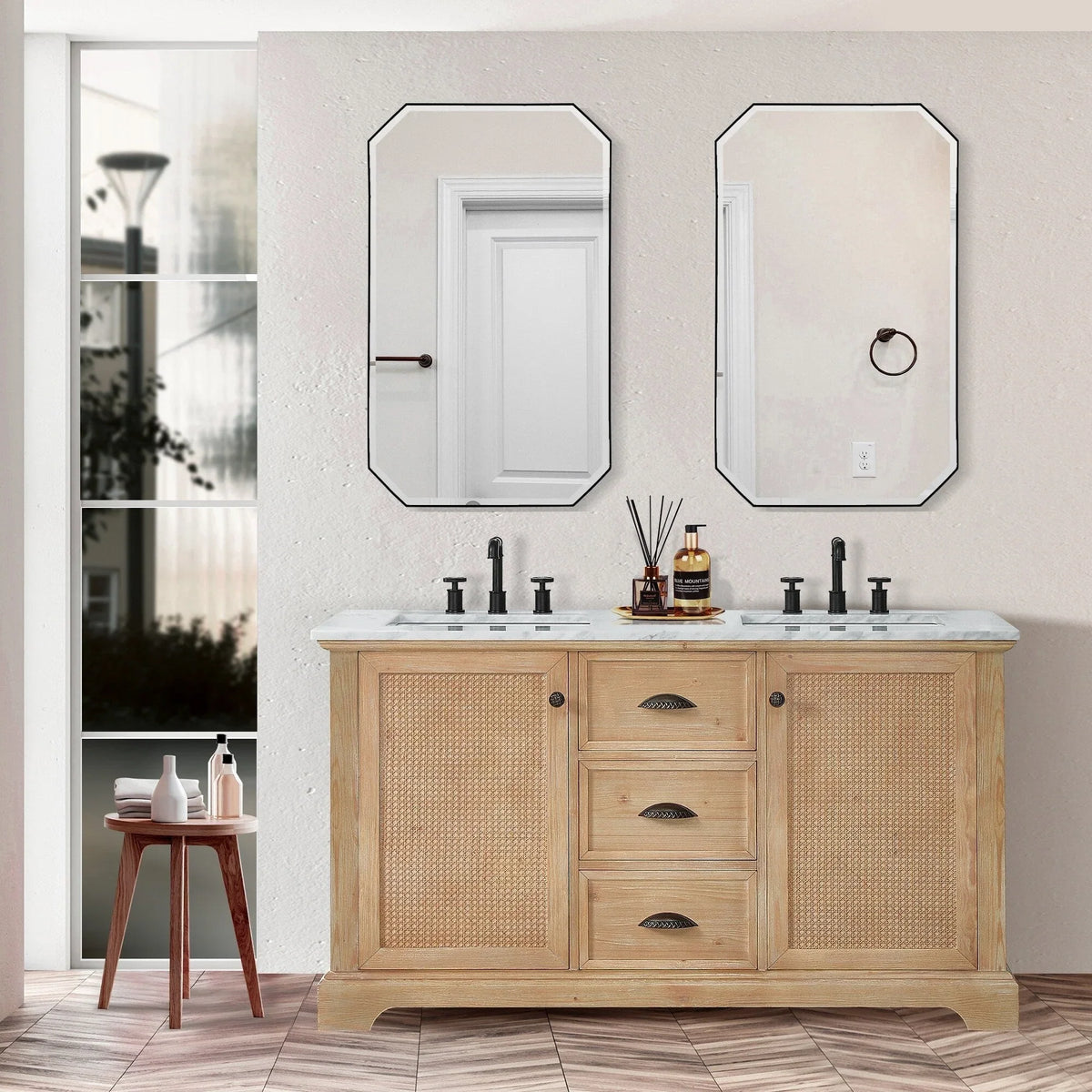 Hervas Meuble-lavabo avec dessus en marbre naturel sans miroir