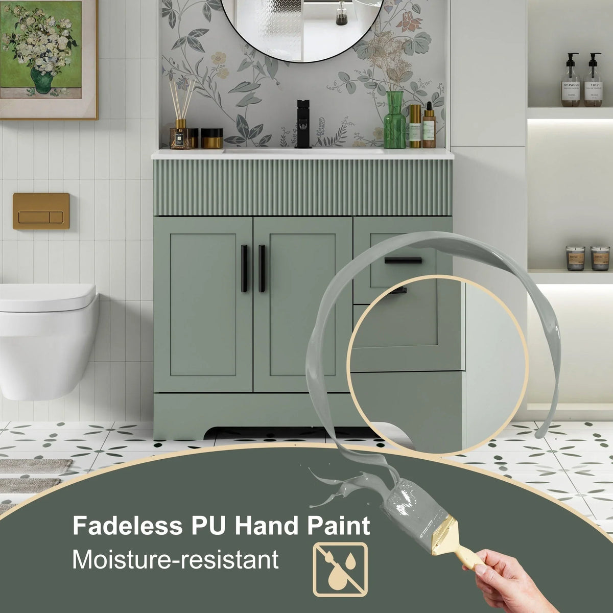 Wavy Line Ensemble meuble-lavabo de salle de bain 30/36/48 avec vasque & robinet
