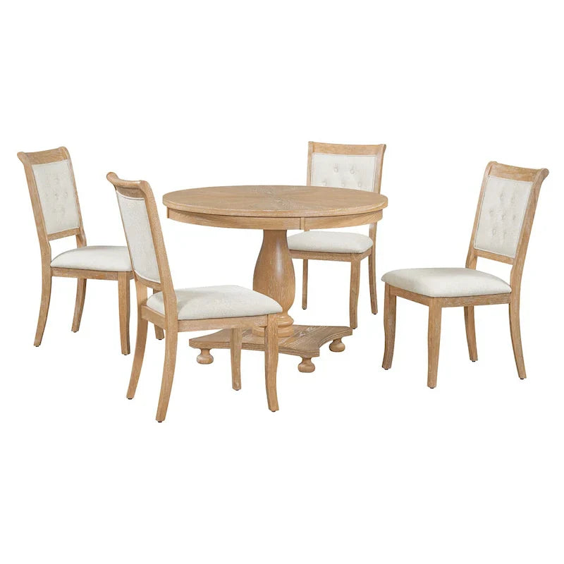Ensembles de salle à manger 5 pièces Lak Retro avec chaises rembourrées par GDFStudio