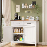 Buffet de rangement de cuisine avec 2 tiroirs, meuble de bar à café, armoire d'entrée en bois avec double porte placard