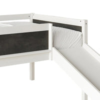 Lit mezzanine bas classique double CraftPorch avec tableau noir, toboggan et échelle