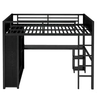 Cadre de lit mezzanine taille Full XL avec penderie intégrée
