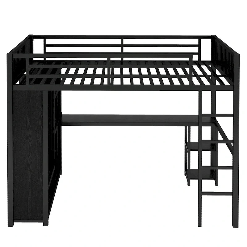 Cadre de lit mezzanine taille Full XL avec penderie intégrée