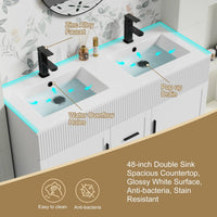Wavy Line Ensemble meuble-lavabo de salle de bain 30/36/48 avec vasque & robinet