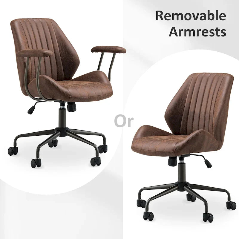 OVIOS Chaise de bureau ergonomique en suède avec soutien lombaire
