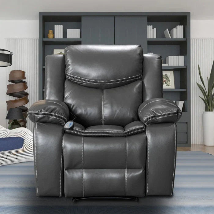 Fauteuil inclinable de massage et chaleur en cuir durable à assise large