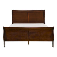 Lit traîneau Queen Gage Traditional, cadre en bois, finition cerise riche marron