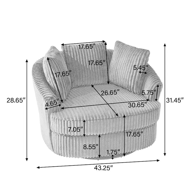 DREAMSIDEA - Lot de 2 fauteuils tonneau pivotants à accoudoirs encastrés à housse