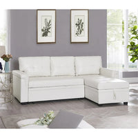 Canapé sectionnel convertible réversible avec lit escamotable, méridienne de rangement dissimulée et pieds durables