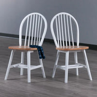 Ensemble de 2 chaises Windsor, naturel et blanc