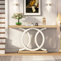 Console de style vintage avec base géométrique, table de couloir en bois