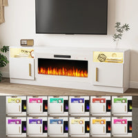 Bossin Meuble TV avec foyer 70 avec foyer électrique 36, meuble TV pour téléviseurs jusqu'à 80, LED 16 couleurs/meuble de divertissement