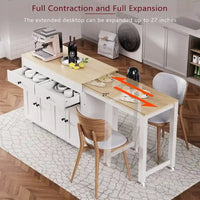 Îlot de cuisine Abner avec table à manger extensible