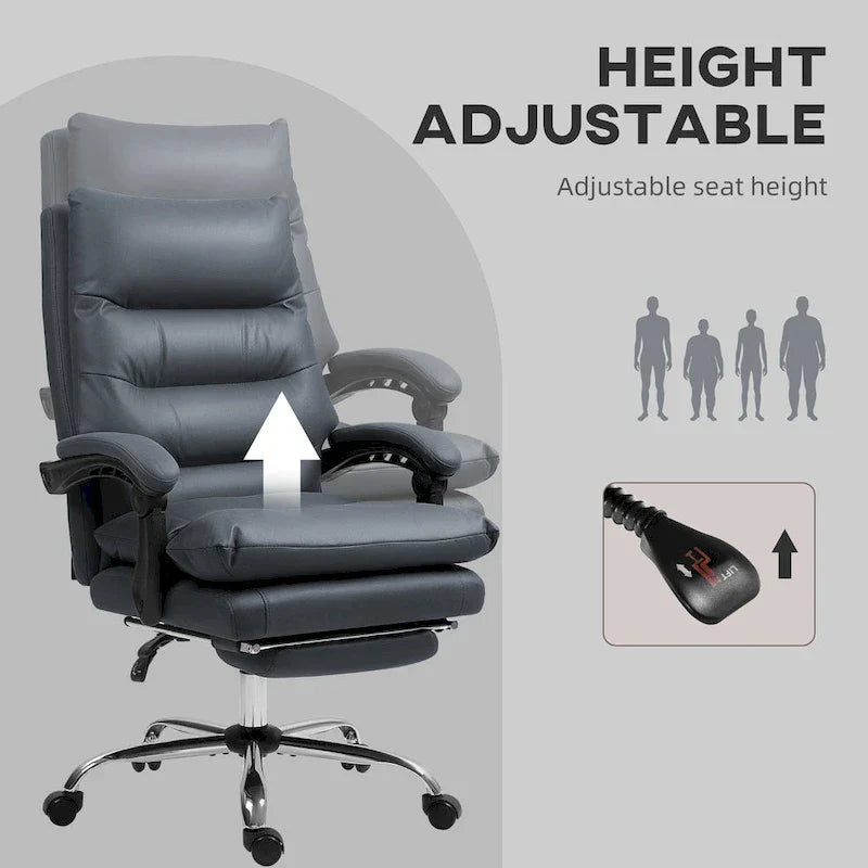 Vinsetto Chaise de bureau de massage inclinable chauffante à vibration en microfibre