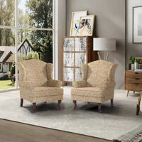 Lot de 2 fauteuils d'appoint à oreilles traditionnels rembourrés