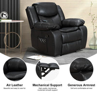 Fauteuil inclinable de massage et chaleur en cuir durable à assise large