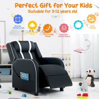 Fauteuil Inclinable Enfant Gymax Ergonomique en Cuir avec Repose-Pieds