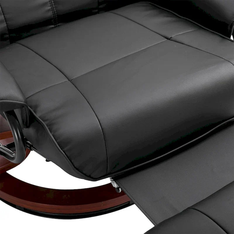 Fauteuil Inclinable HomCom en Similicuir Réglable Manuel à Base Pivotante avec Repose-Pieds Confortable et Relaxant