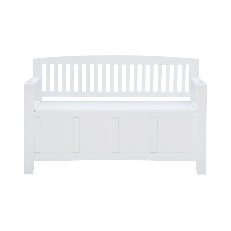 Banc d'entrée Migdalia avec rangement, dossier à lattes et plateau relevable