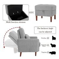 Fauteuil de salon moderne UIXE avec pouf de rangement et dossier réglable