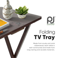 PJ Wood tables plateaux TV pliantes avec support de rangement compact, espresso, ensemble de 5 pieces - 36,38