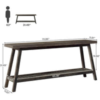 Table console de ferme de 70,9 pouces à 2 niveaux, étroite et longue, à placer derrière le canapé