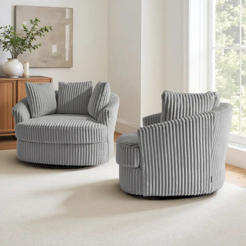 DREAMSIDEA - Lot de 2 fauteuils tonneau pivotants à accoudoirs encastrés à housse