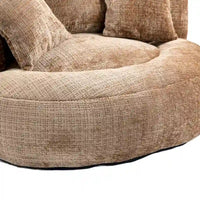 Canapé paresseux à dossier haut en chenille avec 3 coussins et pouf surdimensionné
