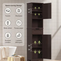 Meuble de salle de bain haut 67 H, tour à linge étroite, meuble de rangement avec 2 portes et tiroir