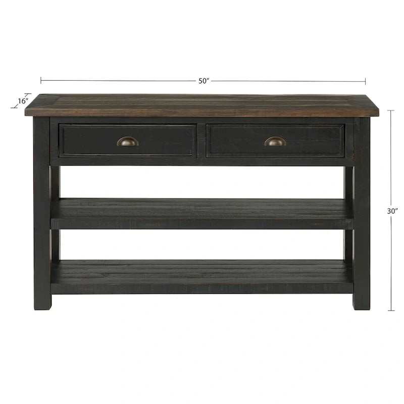 The Gray Barn Downington Table console de canapé à 2 tiroirs en bois massif