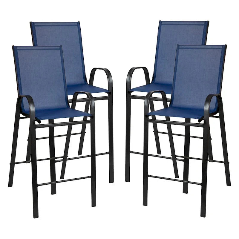 Lot de 4 tabourets de bar d'extérieur avec matériau Flex Comfort - Tabouret de terrasse