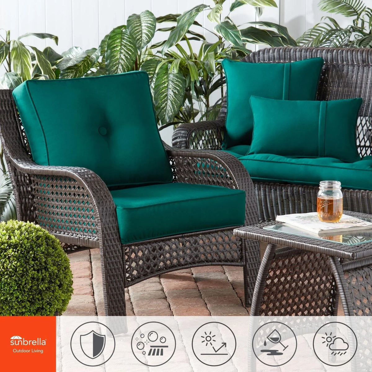 Sunbrella Ensemble de coussins d'extérieur à assise profonde premium 2 pièces
