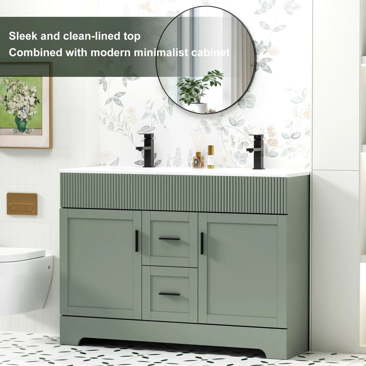 Wavy Line Ensemble meuble-lavabo de salle de bain 30/36/48 avec vasque & robinet