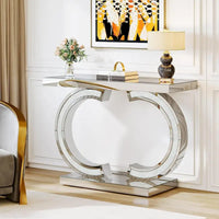 Console argentée, 39 table d'entrée à miroir pour entrée