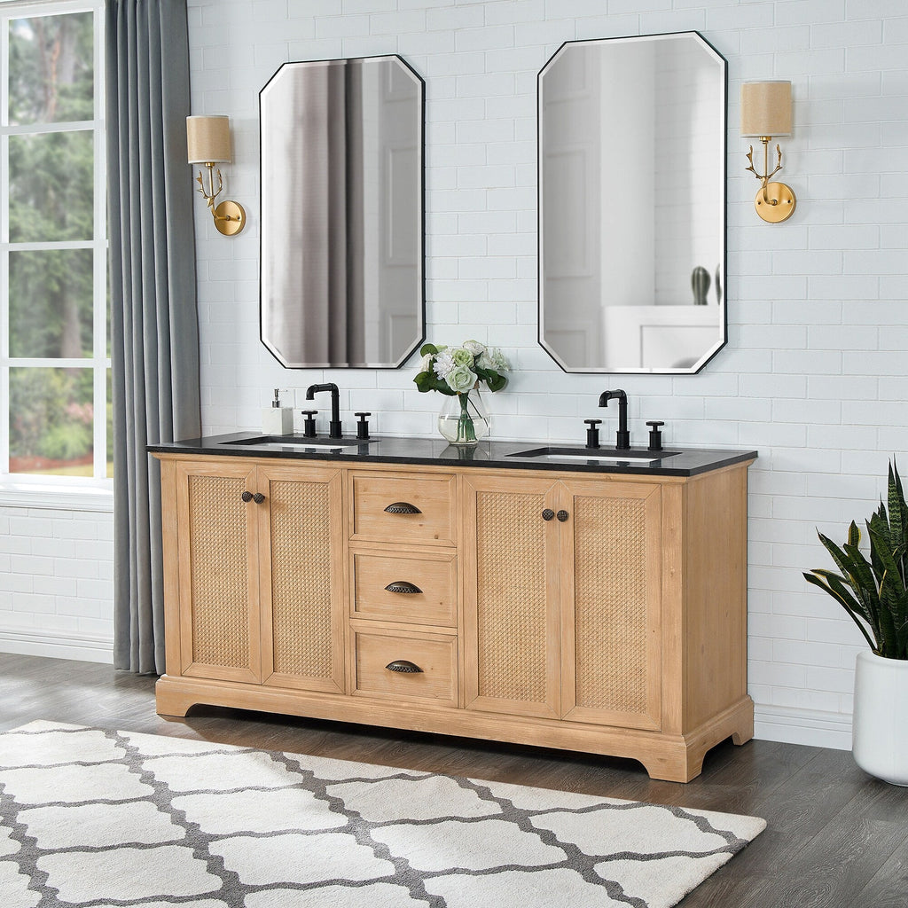 Hervas Meuble-lavabo avec dessus en marbre naturel sans miroir
