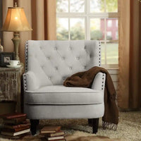 Moser Bay Mignon Fauteuil d'appoint à oreilles capitonné large de 76 cm en velours et lin