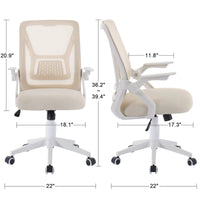 Javlergo Chaise de Bureau Dossier Mi-Hauteur Pivotante avec Support Lombaire, Fauteuil de Bureau Ergonomique en Maille avec Accoudoirs