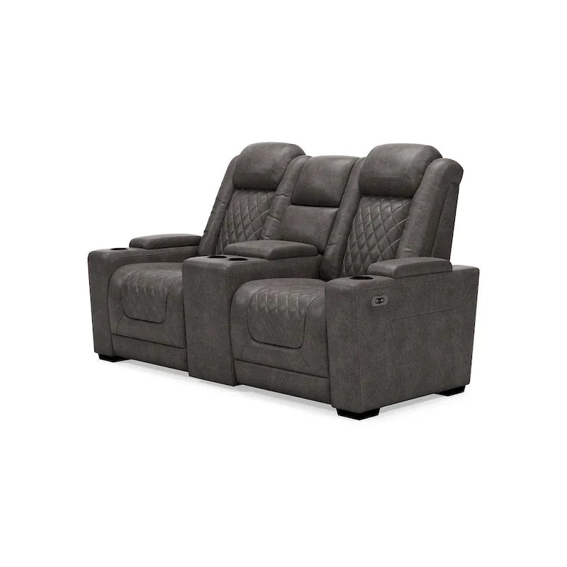 Signature Design by Ashley HyllMont Causeuse inclinable électrique grise avec console - 71.75 L x 39 P x 44 H