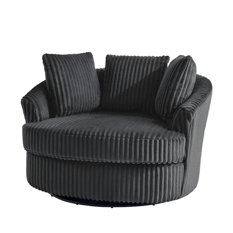 Lot de 2 fauteuils tonneau pivotants surdimensionnés 43 W en velours côtelé moelleux avec coussins