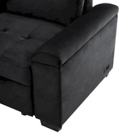 Canapé d'angle convertible 5 places en L 84,75 po avec pouf de rangement, rangement de bras dissimulé et chargement USB pour salon