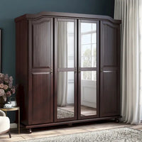 Palace Imports Kyle Armoire 4 portes 100 % en bois massif avec portes en bois massif ou portes miroir
