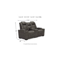 Signature Design by Ashley HyllMont Causeuse inclinable électrique grise avec console - 71.75 L x 39 P x 44 H