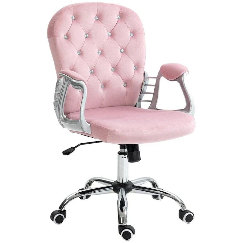 Fauteuil de bureau à hauteur réglable en velours avec accoudoirs rembourrés et roulettes - S.O.