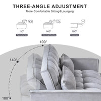 Causeuse de futon moderne en velours avec dossier inclinable et poches, 2 places – Gris foncé / Gris clair / Bleu / Noir