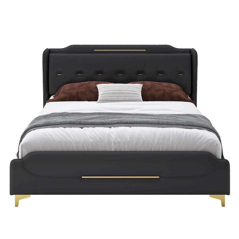 Lit rembourré moderne en cuir PU Uphou par Christopher Knight Home